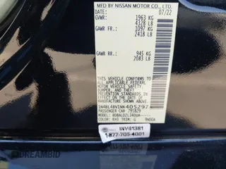 2022 Nissan Altima 2.5 S with VIN 1N4BL4BV1NN405297, listed as a IAAI auction lot 40446677 with 72,927 mi miles. Bid and sale history available at carsss.com. Image 9.