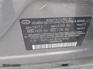 2013 Hyundai Sonata SE with VIN 5NPEC4AC8DH676492, listed as a IAAI auction lot 41804450 with 145,707 mi miles. Bid and sale history available at carsss.com. Image 9.