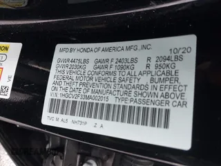 2021 Honda Accord Sport with VIN 1HGCV2F33MA002015, listed as a IAAI auction lot 41934218 with 38,687 mi miles and . Bid and sale history available at DreamBid. Image 9.