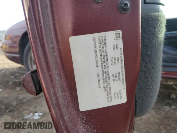 1997 Chevrolet Monte Carlo LS z VIN 2G1WW12M3V9103143, wystawiony jako Copart lot #41851645 z przebiegiem 101 836 mil mil oraz Szkoda całkowita • Salvage title. Historia ofert i sprzedaży dostępna na DreamBid. Obrazek 12.