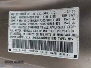 2004 Honda CR-V LX with VIN SHSRD68484U201795, listed as a IAAI auction lot 41628233 with 367,082 mi miles and . Bid and sale history available at carsss.com. Image 9.