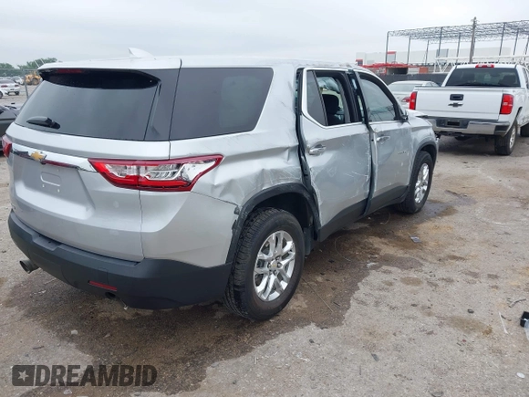 2021 Chevrolet Traverse LS with VIN 1GNERFKW1MJ254095, listed as a IAAI auction lot 42336687 with Not provided miles and . Bid and sale history available at DreamBid. Image 4.