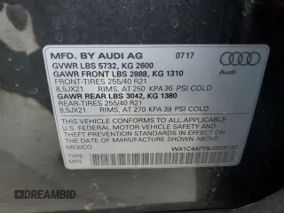 2018 Audi SQ5 Prestige with VIN WA1C4AFY9J2025127, listed as a Copart auction lot 82315573 with 44,693 mi miles and . Bid and sale history available at DreamBid. Image 13.