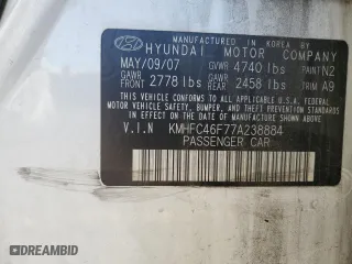 2007 Hyundai Azera SE with VIN KMHFC46F77A238884, listed as a Copart auction lot 88598615 with 153,755 mi miles and Salvage Title. Bid and sale history available at carsss.com. Image 12.