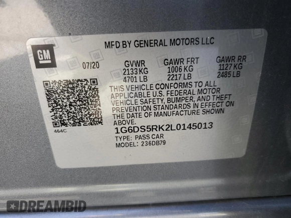 2020 Cadillac CT5 Luxury z VIN 1G6DS5RK2L0145013, wystawiony jako Copart lot #53990505 z przebiegiem 52 457 mil mil oraz Szkoda całkowita • Salvage title. Historia ofert i sprzedaży dostępna na DreamBid. Obrazek 12.