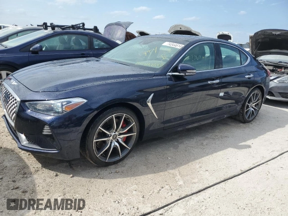2020 Genesis G70 3.3T Advanced with VIN KMTG74LE5LU063621, listed as a Copart auction lot 74344614 with 20,611 mi miles and Non Repairable. Bid and sale history available at carsss.com. Image 1.