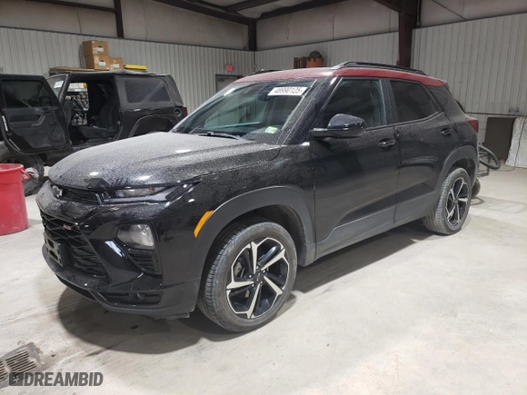 2023 Chevrolet TrailBlazer RS with VIN KL79MUSL6PB003636, listed as a Copart auction lot 48990125 with 19,741 mi miles and Salvage Title. Bid and sale history available at carsss.com. Image 1.