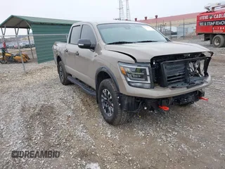 2024 Nissan Titan Pro-4X with VIN 1N6AA1ED0RN114614, listed as a IAAI auction lot 41548196 with 3,405 mi miles and . Bid and sale history available at DreamBid. Image 1.