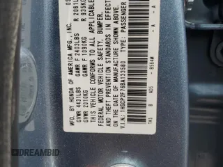 2011 Honda Accord EX z VIN 1HGCP2F76BA133580, wystawiony jako Copart lot #59005675 z przebiegiem 45 046 mil mil oraz Szkoda całkowita • Salvage title. Historia ofert i sprzedaży dostępna na DreamBid. Obrazek 12.