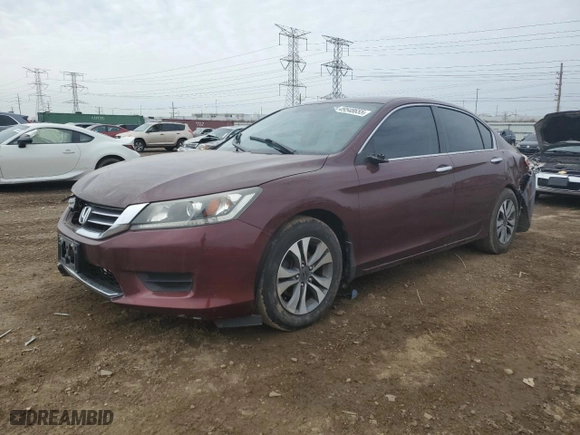 2013 Honda Accord Sdn LX with VIN 1HGCR2F39DA122566, listed as a Copart auction lot 49548655 with 112,437 mi miles and Salvage Title. Bid and sale history available at carsss.com. Image 1.