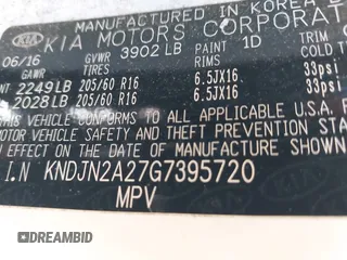 2016 Kia Soul with VIN KNDJN2A27G7395720, listed as a IAAI auction lot 41776445 with 168,975 mi miles and . Bid and sale history available at DreamBid. Image 9.