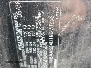 1988 BMW 3 Series z VIN WBAAB6400J8228236, wystawiony jako Copart lot #82770724 z przebiegiem 194 712 mil mil oraz Czysty tytuł • Clean title. Historia ofert i sprzedaży dostępna na DreamBid. Obrazek 12.