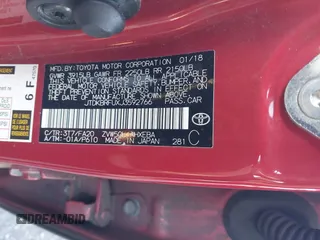 2018 Toyota Prius Two with VIN JTDKBRFUXJ3592766, listed as a IAAI auction lot 41753682 with 125,662 mi miles. Bid and sale history available at carsss.com. Image 9.