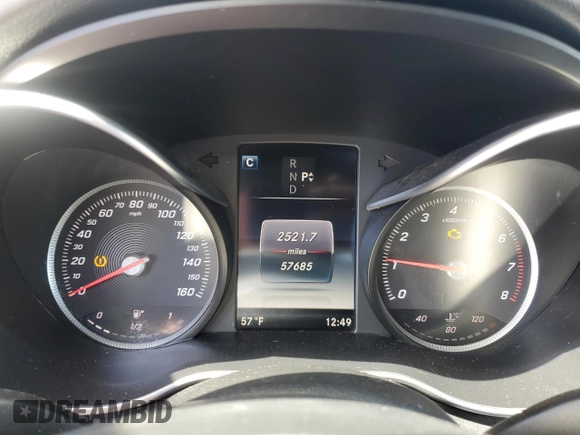 2017 Mercedes-Benz C 300 with VIN 55SWF4KBXHU202385, listed as a Copart auction lot 53499935 with 57,685 mi miles and Salvage Title. Bid and sale history available at DreamBid. Image 9.