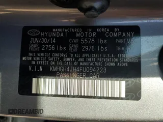 2015 Hyundai Equus Ultimate with VIN KMHGH4JH4FU094223, listed as a Copart auction lot 80720744 with 57,957 mi miles and Salvage title. Bid and sale history available at DreamBid. Image 13.