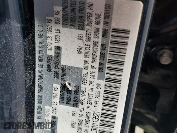 2019 Mazda 3 w/Select Pkg with VIN 3MZBPAAL3KM113621, listed as a Copart auction lot 44441495 with 152,159 mi miles and Non Repairable. Bid and sale history available at carsss.com. Image 12.