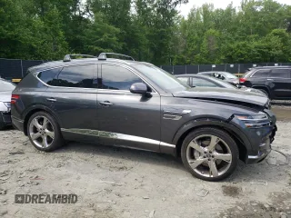 2022 Genesis GV80 with VIN KMUHCESC5NU100445, listed as a Copart auction lot 55877355 with 32,684 mi miles and Salvage title. Bid and sale history available at DreamBid. Image 4.