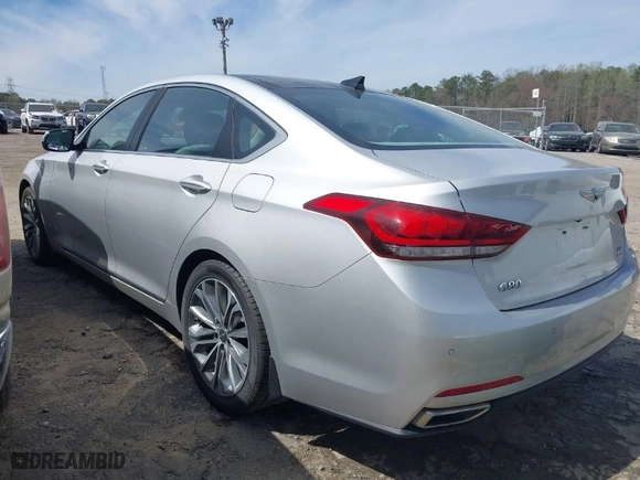 2017 Genesis G80 3.8L with VIN KMHGN4JE4HU175417, listed as a IAAI auction lot 41818684 with 83,658 mi miles. Bid and sale history available at carsss.com. Image 3.