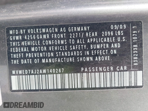 2010 Volkswagen GTI z VIN WVWED7AJ2AW140267, wystawiony jako IAAI lot #41923595 z przebiegiem 154 838 mil mil oraz . Historia ofert i sprzedaży dostępna na DreamBid. Obrazek 9.