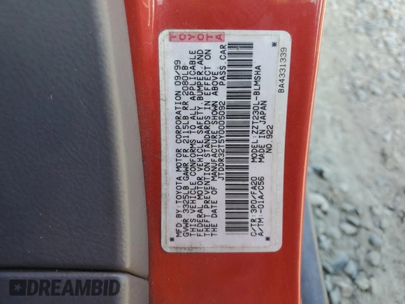 2000 Toyota Celica GT with VIN JTDDR32T5Y0005092, listed as a Copart auction lot 42153485 with 236,022 mi miles and Salvage Title. Bid and sale history available at carsss.com. Image 13.