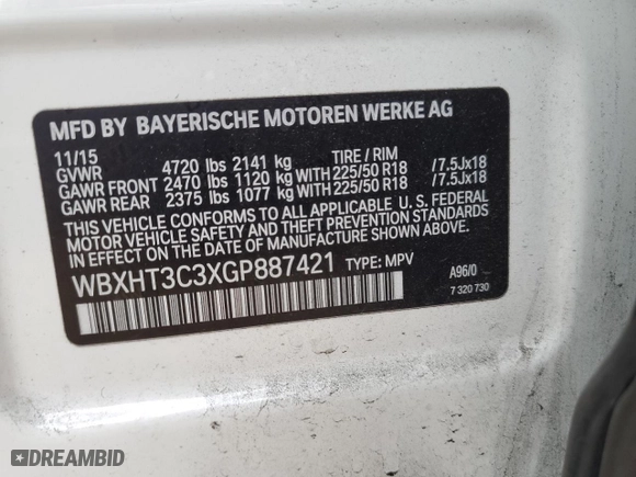 2016 BMW X1 xDrive28i with VIN WBXHT3C3XGP887421, listed as a Copart auction lot 53167135 with 67,506 mi miles and Salvage Title. Bid and sale history available at carsss.com. Image 15.