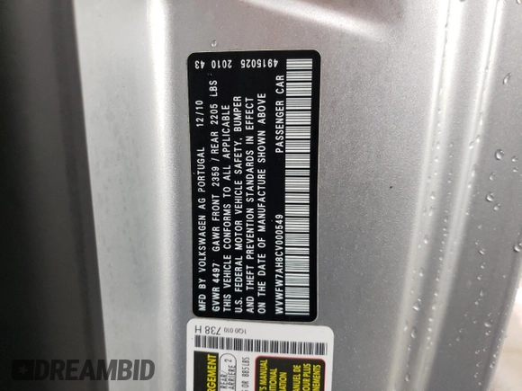 2012 Volkswagen Eos Lux with VIN WVWFW7AH8CV000549, listed as a Copart auction lot 81134064 with 47,432 mi miles and Salvage Title. Bid and sale history available at DreamBid. Image 13.