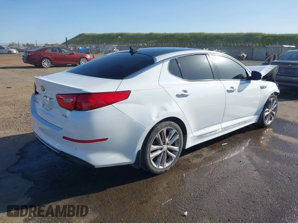 2015 Kia Optima SXL Turbo with VIN 5XXGR4A6XFG412013, listed as a IAAI auction lot 41960226 with 143,745 mi miles and . Bid and sale history available at DreamBid. Image 4.