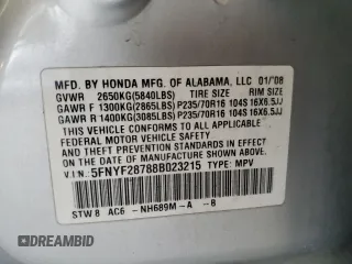 2008 Honda Pilot EX-L with VIN 5FNYF28788B023215, listed as a Copart auction lot 56560695 with 178,759 mi miles and Salvage title. Bid and sale history available at DreamBid. Image 14.