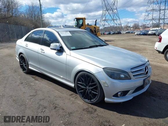 2009 Mercedes-Benz C-Class 3.5L Sport with VIN WDDGF56XX9F210202, listed as a IAAI auction lot 41671054 with 193,450 mi miles. Bid and sale history available at carsss.com. Image 1.