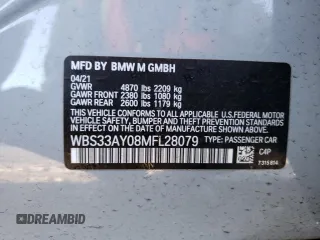 2021 BMW M3 Competition z VIN WBS33AY08MFL28079, wystawiony jako Copart lot #44910213 z przebiegiem 31 993 mil mil oraz . Historia ofert i sprzedaży dostępna na DreamBid. Obrazek 14.