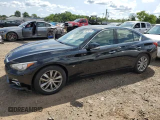 2014 Infiniti Q50 Sport with VIN JN1BV7AR1EM681398, listed as a Copart auction lot 80854494 with 128,127 mi miles and Salvage title. Bid and sale history available at DreamBid. Image 1.
