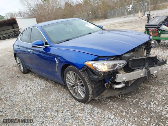 2020 Genesis G70 2.0T with VIN KMTG64LAXLU048760, listed as a IAAI auction lot 41553678 with 63,043 mi miles. Bid and sale history available at carsss.com. Image 1.