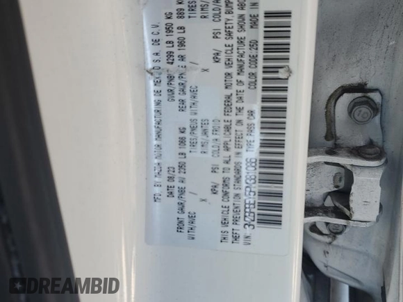 2023 Mazda 3 Premium Plus with VIN 3MZBPBEY5PM381086, listed as a Copart auction lot 87050334 with 35,698 mi miles and Salvage Title. Bid and sale history available at DreamBid. Image 12.