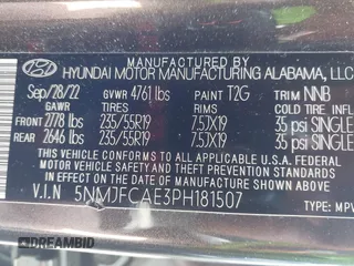 2023 Hyundai Tucson SEL with VIN 5NMJFCAE3PH181507, listed as a IAAI auction lot 42437052 with 18,462 mi miles and . Bid and sale history available at DreamBid. Image 9.