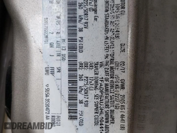 2017 Ford C-Max SE z VIN 1FADP5AU3HL104414, wystawiony jako Copart lot #55762505 z przebiegiem 92 496 mil mil oraz Szkoda całkowita • Salvage title. Historia ofert i sprzedaży dostępna na DreamBid. Obrazek 13.