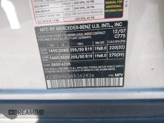 2008 Mercedes-Benz M 350 with VIN 4JGBB86E08A362836, listed as a IAAI auction lot 42076022 with 212,073 mi miles and . Bid and sale history available at DreamBid. Image 9.