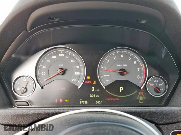 2015 BMW M4 with VIN WBS3R9C5XFK332533, listed as a Copart auction lot 57030615 with 97,739 mi miles and Salvage title. Bid and sale history available at DreamBid. Image 9.