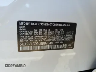 2020 BMW X4 xDrive30i with VIN 5UX2V1C09L9B97540, listed as a Copart auction lot 73984983 with 64,343 mi miles. Bid and sale history available at carsss.com. Image 13.