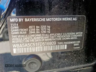 2015 BMW 5 Series 528i z VIN WBA5A5C51FD516809, wystawiony jako Copart lot #57714025 z przebiegiem 135 554 mil mil oraz Czysty tytuł • Clean title. Historia ofert i sprzedaży dostępna na DreamBid. Obrazek 12.
