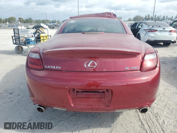2006 Lexus SC 430 with VIN JTHFN48Y369009713, listed as a Copart auction lot 50726795 with 178,509 mi miles and Salvage title. Bid and sale history available at DreamBid. Image 6.