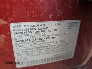 2020 Audi SQ5 Prestige with VIN WA1C4AFY0L2056172, listed as a Copart auction lot 78199674 with 49,800 mi miles and Salvage Title. Bid and sale history available at DreamBid. Image 14.