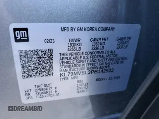 2023 Chevrolet TrailBlazer ACTIV with VIN KL79MVSL3PB142922, listed as a Copart auction lot 57646924 with 18,138 mi miles and Salvage Title. Bid and sale history available at DreamBid. Image 13.