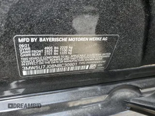 2022 BMW 3 Series M340i with VIN 3MW5U7J08N8C30901, listed as a Copart auction lot 47535755 with 35,338 mi miles and Salvage Title. Bid and sale history available at carsss.com. Image 12.