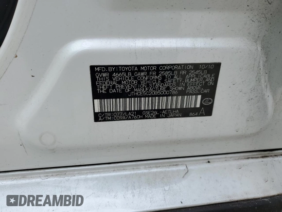 2011 Lexus IS 350 with VIN JTHCE5C20B5000786, listed as a Copart auction lot 42167155 with 149,372 mi miles and Salvage title. Bid and sale history available at DreamBid. Image 14.