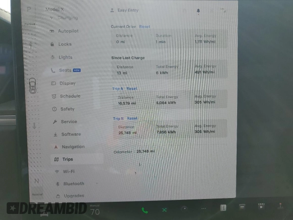 2022 Tesla Model X with VIN 7SAXCDE51NF342652, listed as a Copart auction lot 42756105 with Not Provided miles and Salvage Title. Bid and sale history available at DreamBid. Image 9.