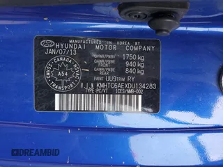 2013 Hyundai Veloster Turbo z VIN KMHTC6AEXDU134283, wystawiony jako Copart lot #39048284 z przebiegiem 97 988 mil mil oraz Szkoda całkowita • Salvage title. Historia ofert i sprzedaży dostępna na DreamBid. Obrazek 13.