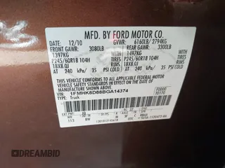 2011 Ford Explorer XLT with VIN 1FMHK8D88BGA14374, listed as a IAAI auction lot 41645932 with 236,331 mi miles and . Bid and sale history available at DreamBid. Image 9.