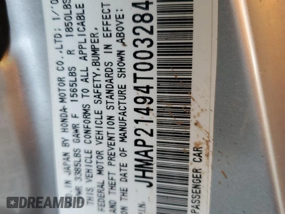2004 Honda S2000 z VIN JHMAP21494T003284, wystawiony jako Copart lot #85004764 z przebiegiem 153 976 mil mil oraz Szkoda całkowita • Salvage title. Historia ofert i sprzedaży dostępna na DreamBid. Obrazek 14.
