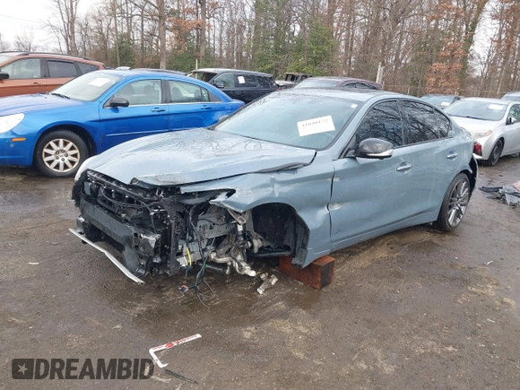 2021 Infiniti Q50 Red Sport 400 with VIN JN1FV7DR0MM880468, listed as a IAAI auction lot 41040172 with 30,715 mi miles and . Bid and sale history available at carsss.com. Image 18.