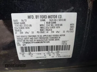 2021 Ford Explorer Limited z VIN 1FMSK7FH4MGB76129, wystawiony jako IAAI lot #42391536 z przebiegiem 68 336 mil mil oraz . Historia ofert i sprzedaży dostępna na DreamBid. Obrazek 9.